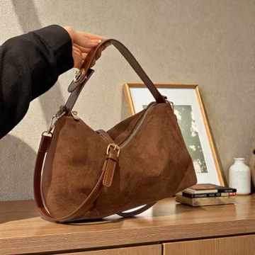 Faux Suede Crossbody Bag Modern Soft Shoulder Purse Everyday Versatile Style