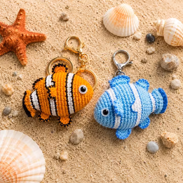 Crochet Fish Bag Charm, Handmade Fish Keychain, Cute Plush Bag Charm, Kawaii Crochet Keyring, Ocean Animal Accessory