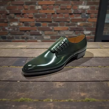 Handmade Green Leather Oxford Shoes, Men's Formal Dress Shoes