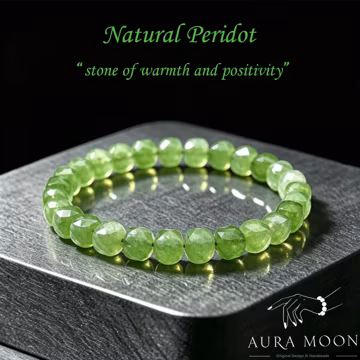 Natural Peridot Faceted Beaded Bracelet, August Birthstone, Green Gemstone Healing Jewelry