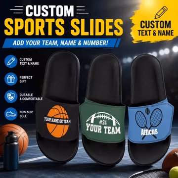 Custom Sports Slides, Personalized Name, Team, Number Slides,Customizable slide Sandals