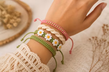 Boho Crochet Bracelet Pattern Bundle | Daisy, Beaded, Twisted & Braided Bracelets | Adjustable DIY Jewelry Pattern PDF