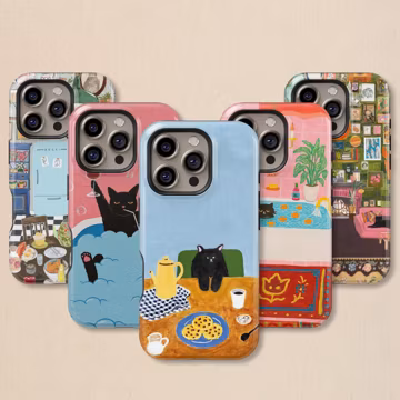 Cozy Black Cat Lifestyle Phone Case: Cat Home Scene Cover for iPhone 17 16 15 14 13 12 11 + MagSafe, Samsung Galaxy S26 S25 S24 S23 Ultra