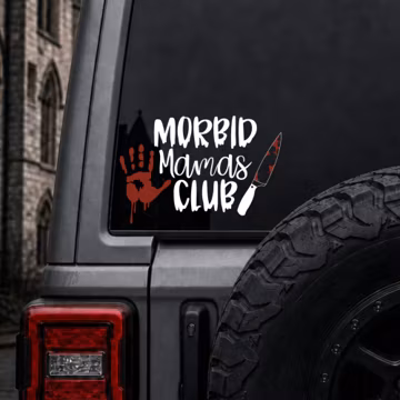 Morbid Mamas Club Decal | Horror Mom Car Decal | Spooky Mama Vinyl Sticker | Goth Mom Gift | Halloween Car Window Decal