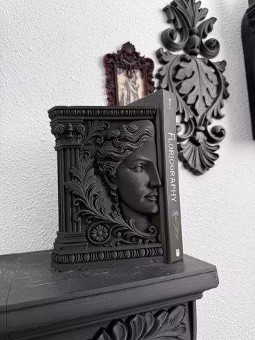 Gothic Face Relief Bookend | Ornate Baroque Shelf Decor