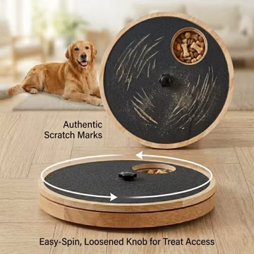 Wooden Dog Nail Scratch Board with Treat Box, Stress-Free Dog Nail File Toy for Anxiety, Interactive Dog Scratch Pad, Pet Grooming Gift