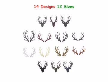 Antlers Machine Embroidery Designs - Deer Head Digital Embroidery - Deer Antlers Machine Pattern - Horn Digital File - 12 Sizes
