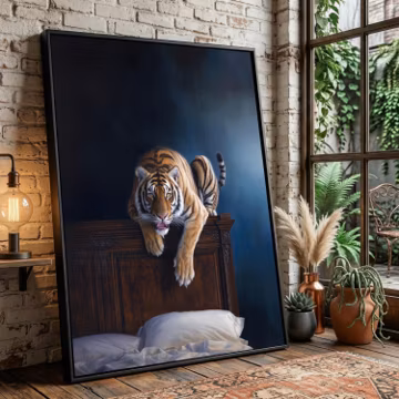 Majestic Tiger Canvas Print, Realistic Wildlife Animal Bedroom Decor
