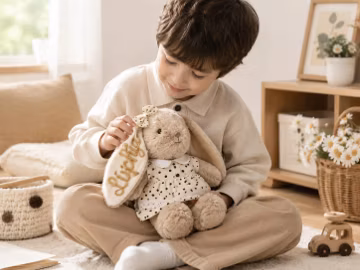 Forever Home Bunny – Personalized Rabbit Stuffed Animal, Adoption Day Gift for New Baby