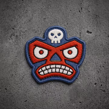 Cool Tiki Mask Skull Patch - Red Tribal Warrior Totem Embroidered Patch - Halloween Hawaiian Goth Iron on Patch Badge Bag