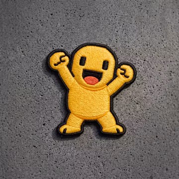Happy Yellow Character Embroidered Patch, Cute Cartoon Iron On Patch, Joyful Figure Patch for Jacket, Backpack, Clothing Patch
