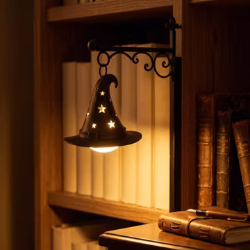 Witch Hat Wall Sconce Light, Gothic Halloween Decor Lamp, Vintage Hanging Wall Light Fixture, Magic Fantasy Lighting for Bedroom Home Decor