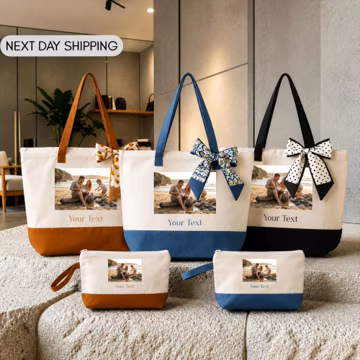 Custom Photo Text Tote Bag, Image Text Bag, Family Photo Gift Tote, Best Friend Memory Bag, Couple Picture Custom Tote, Business Event Bag