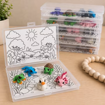 Animal Figurine Set Storage Case Coloring Page Toddler Toy Preschool Learning Montessori Resource Educational Activity Birthday Gift Safari