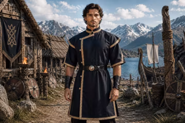 Medieval Warrior Tunic for Men, Renaissance Knight Costume with Belt, Fantasy LARP Outfit, Historical Cosplay Wear
