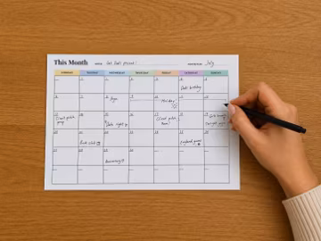 Printable Monthly Planner Undated A4 Calendar Organiser Instant Download