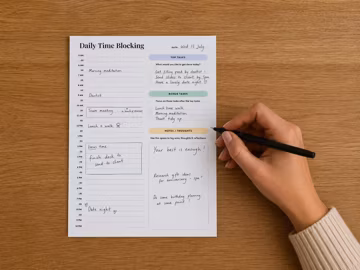 Printable Daily Time Blocking Planner A4 Undated Schedule Instant Download