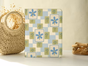 Blue Daisy Frame Collage iPad Case with Pen Slot,iPad Air 8/7/6th 13" 11" Cover,iPad Pro 2025/2024/2022,iPad Mini 7/6/5th 8.3" 7.9",Gifts