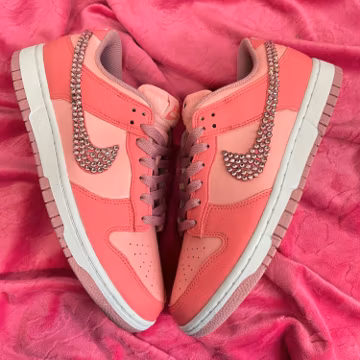 Handcrafted Pink Rhinestone Air Force 1 Sneakers, Y2K Coquette Streetwear, Pastel Sparkle