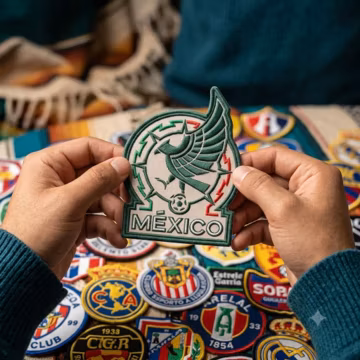 Mexico National Soccer Team Embroidered Patch, Aztec Eagle Football Badge (Iron-On)