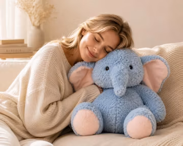 Cuddly Blue Elephant Plush, Soft Stuffed Elephant Toy, Baby Shower Gift, Nursery Decor, Bedtime Companion, Cozy Room Decor