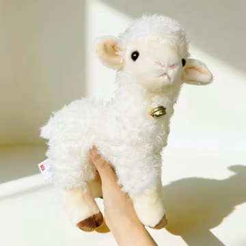 Realistic Lamb Plush Toy with Bell – Soft Stuffed Animal for Nursery Decor