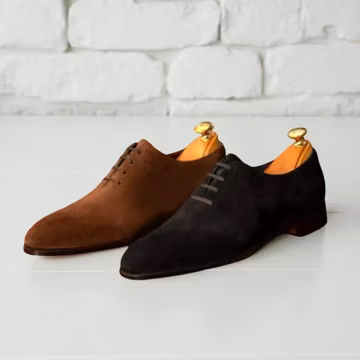 Men's Suede Dress Shoes Handmade Lace Up Shoes Black Brown Formal Wedding Footwear
