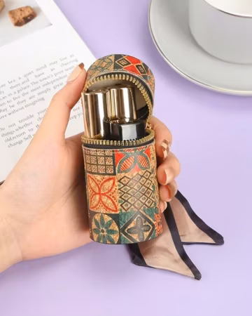 Ethnic Coin Purse Keychain, Vegan Leather Coin Pouch, Zipper Wallet Charm, AirPods Case, Purse Accessory, Gift for Women