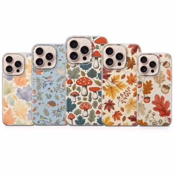 Autumn Phone Case Mushroom Cover for iPhone 17 Pro Max,16e,15,14,13 & Samsung S26 Ultra S25 FE A57, A56, Pixel 10, 9A