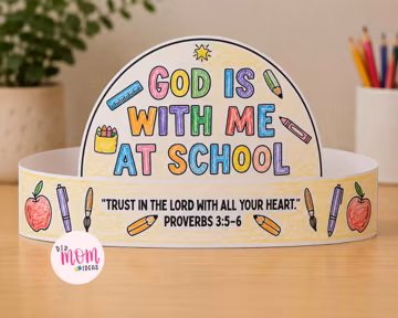 Christian Back To School Bible Craft, Paper Crown Craft Printable, Sunday School Craft, Bible Verse Craft Activity, Preschool Coloring Craft