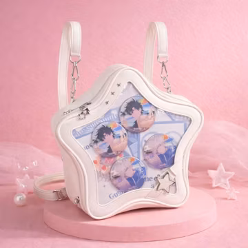 Sac Ita Star Backpack Kawaii Yellow PU Leather, Cute Shoulder Bag Y2K, Travel School Bag for Women & Girls