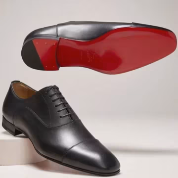 Cris Loub Mens Handmade Black Leather Oxford Shoes Red Sole Luxury Dress