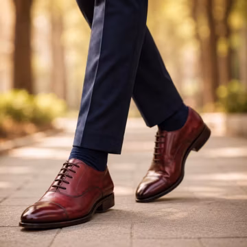 Handmade Leather Oxford Shoes for Men – Burgundy Cap-Toe Lace-Up Classic Formal Dress Shoes