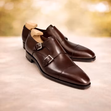 Men's Leather Double Monk Strap Shoes – Handmade Formal Wedding shoes