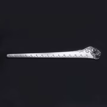 Silver Ruler Hair Stick: 14cm Kanzashi Rose Hairpin, Dark Academia Gothic Accessory