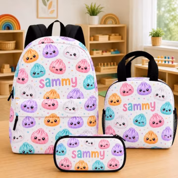 Personalized Dumpling Backpack, Custom Name Backpack, Daycare Bag, Backpack Set, Gift For Her, School Bag, Back To School Bag