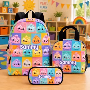 Personalized Dumpling Backpack, Custom Name Backpack, Back To School, Backpack Set, Gift For Her, Daycare School Bag, Preschool Bag