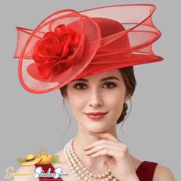 Women Wide Brim Fascinator Hat, Mesh Flower Elegant Headpiece, Wedding Party Formal Hat, Lightweight Tea Party Bridal Hat, Occasion Hat
