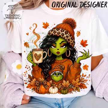 Fall PNG Design, Grinch Fall Pumpkin PNG, Autumn PNG, varsity Png, fall pumpkin, Girly Png, Trendy thanksgiving png