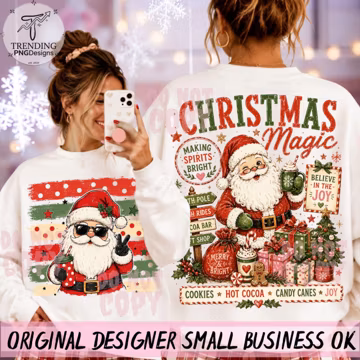 Retro Santa Claus PNG, Striped Vintage Christmas Png, Christmas Shirt Designs, Front and Back Png, North Pole Png, Digital Download