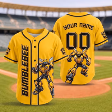 Custom Bumblebee Baseball Jersey, Transformers Robot Shirt, Personalized Autobot Name Number Jersey