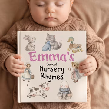 Personalized Nursery Rhymes Storybook | Baby Shower Present for Boy or Girl | Baby Keepsake Gift | Custom Name Children’s Book