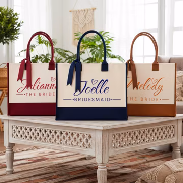 Personalized Bridesmaid Proposal Gift Bag, Matching Bridesmaid Totes, Custom Bride Bridesmaid Bag, Wedding Bags, Bachelorette Favor Totes