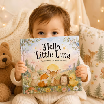 Custom Children’s Name Book, Personalized Woodland Baby Storybook, New Baby Gift for Baptism or Birthday