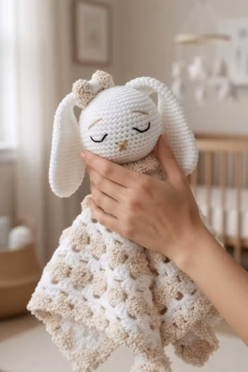 Sleepy Bunny Lovey Crochet Pattern PDF, Amigurumi Bunny Lovey, Baby Security Blanket Pattern, Plush Bunny Comforter, Nursery Gift
