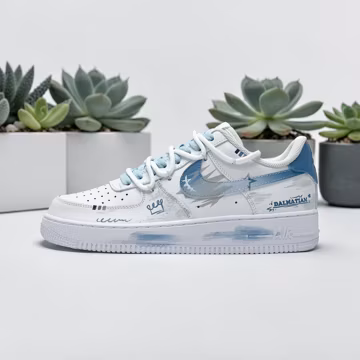 Customized Air Force 1 sneakers Ice Blue Graffiti & Brushstroke Sneakers | Custom Artisan Streetwear Shoes