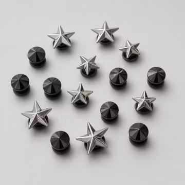 16 Piece Silver Star Stud Shoe Charms, Removable Clog Accessories, Metallic Gothic Set