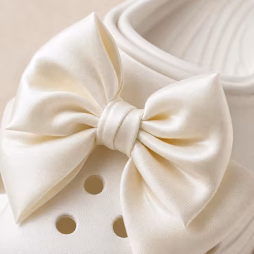 Oversized Satin Bow Shoe Charms for Clogs, Coquette Balletcore Accessory Pair