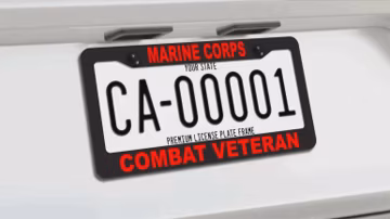 Military License Plate Frame-Marine CORPS/COMBAT Vet - Stainless Steel