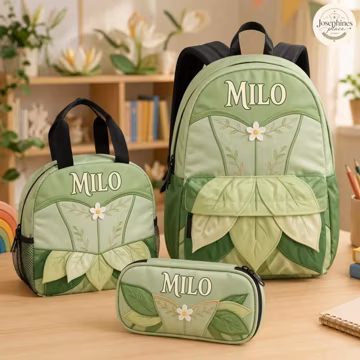 Custom Tiana Princess Dress Backpack Set Floral Fairy Gown School Bag Personalized Little Girls Lunch Bag Pencil Case Cute Birthday Present